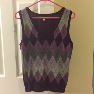 New York and Company purple argyle vest
